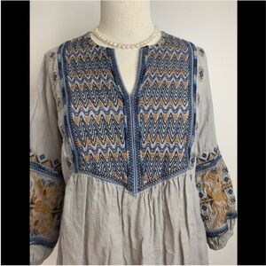 Johnny Was Tunic Top Dress Colonial Renaissance Medieval embroidered size XS/S